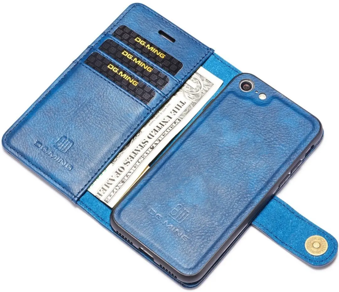 DG.MING iPhone Hoesje 2-in-1 Book Case Blauw - 3 Pasjes - afbeelding 6 van 6