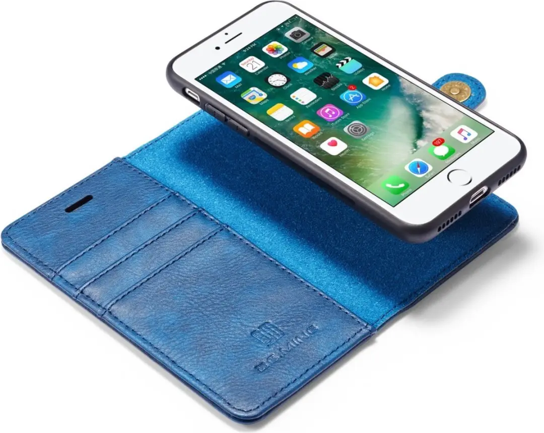 DG.MING iPhone Hoesje 2-in-1 Book Case Blauw - 3 Pasjes