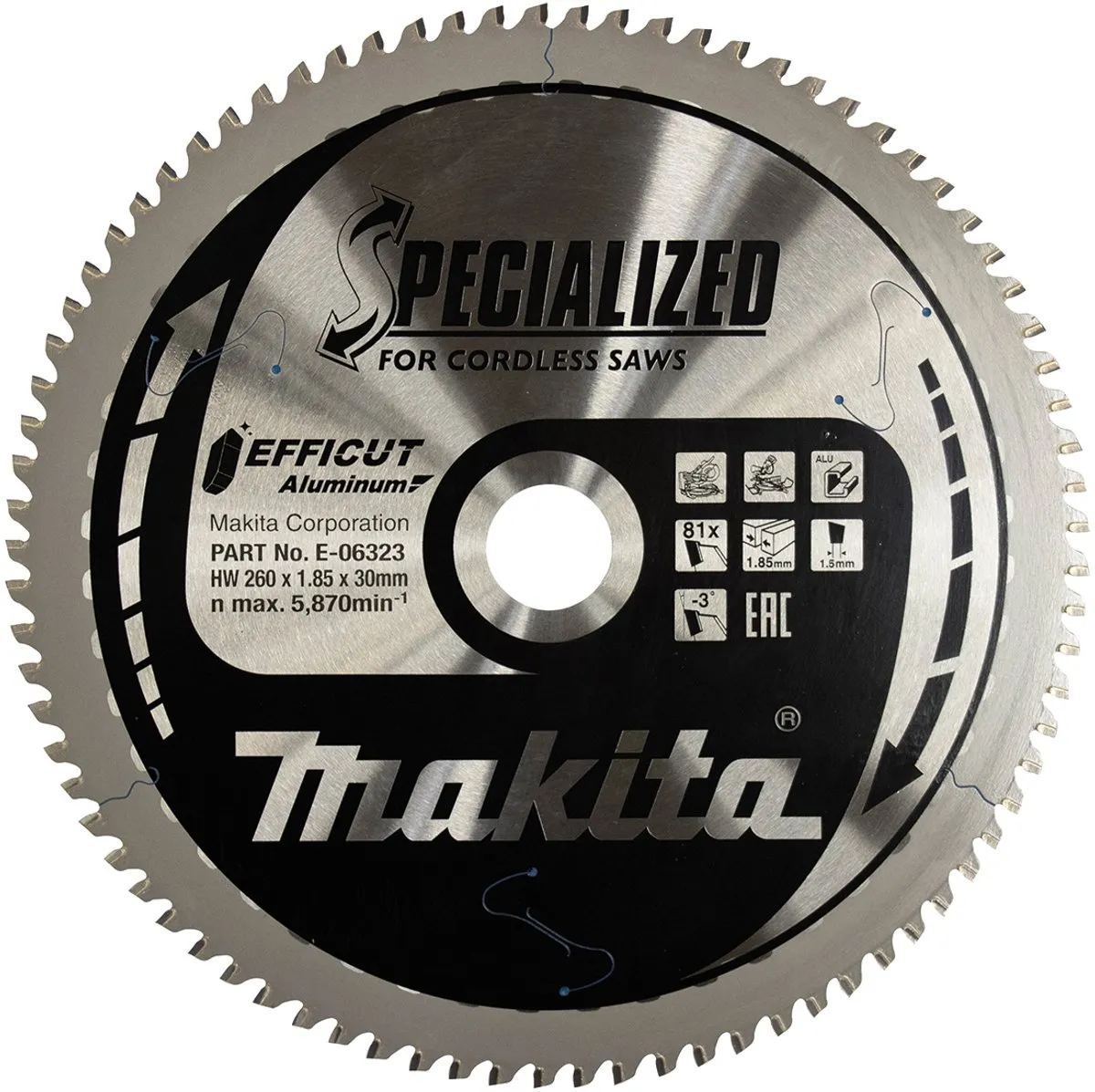 Makita E-06323 Afkortzaagblad Aluminium 260mm - 81T
