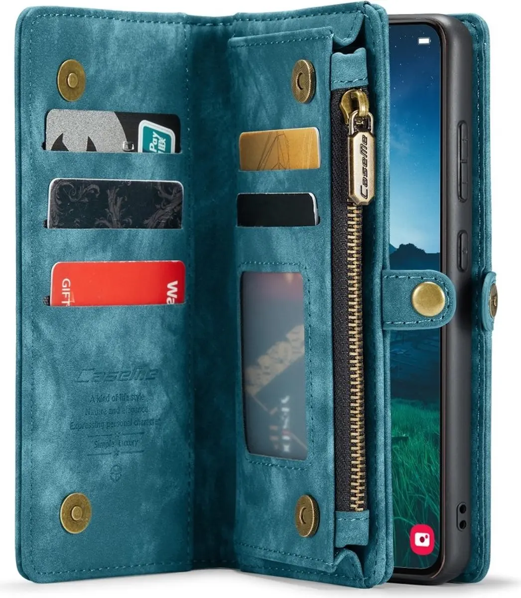 Caseme Galaxy S25 Vintage Hoes - Blauw 8720791566999