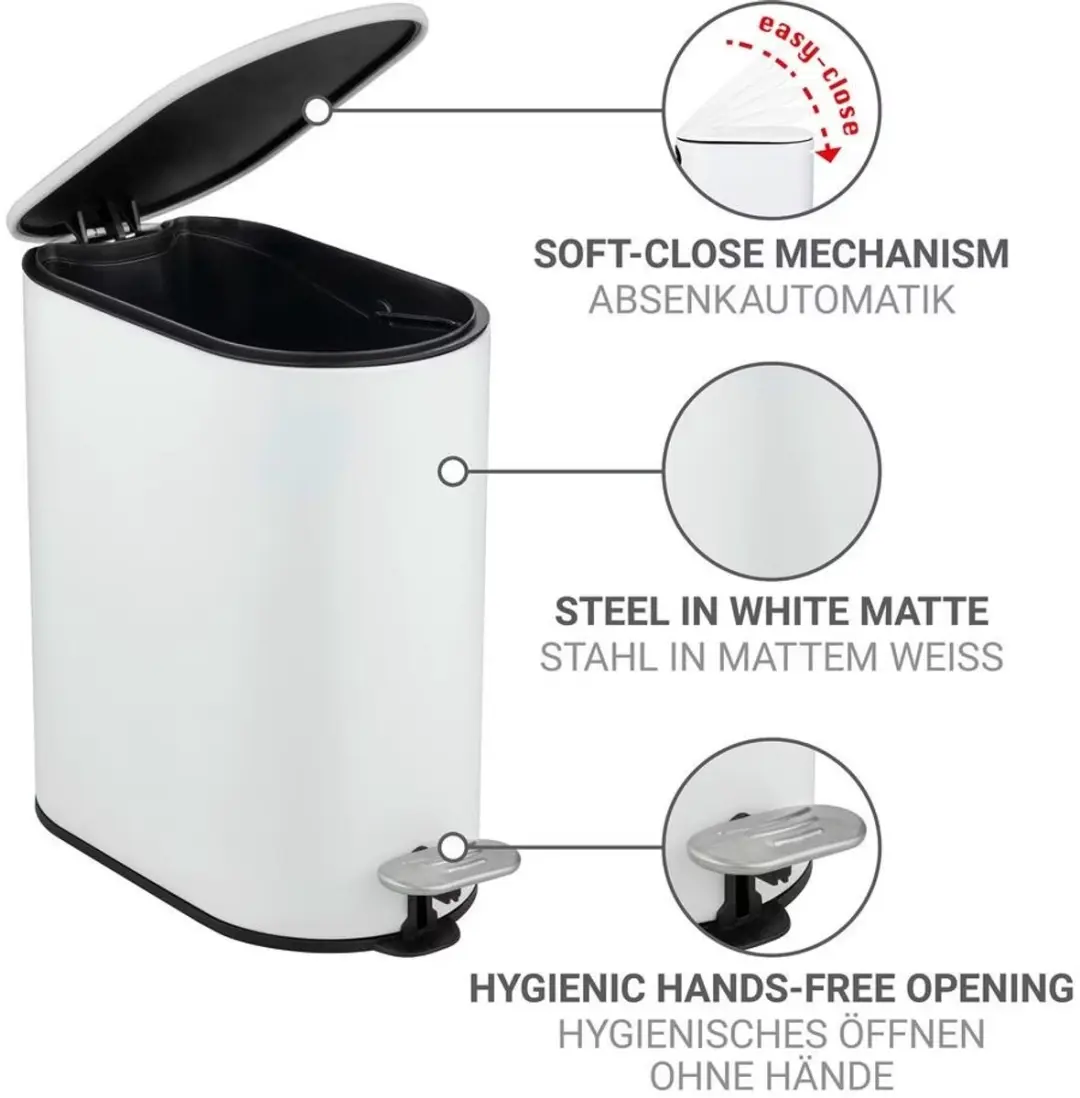 Wenko Collungo Afvalemmer 5L - wit