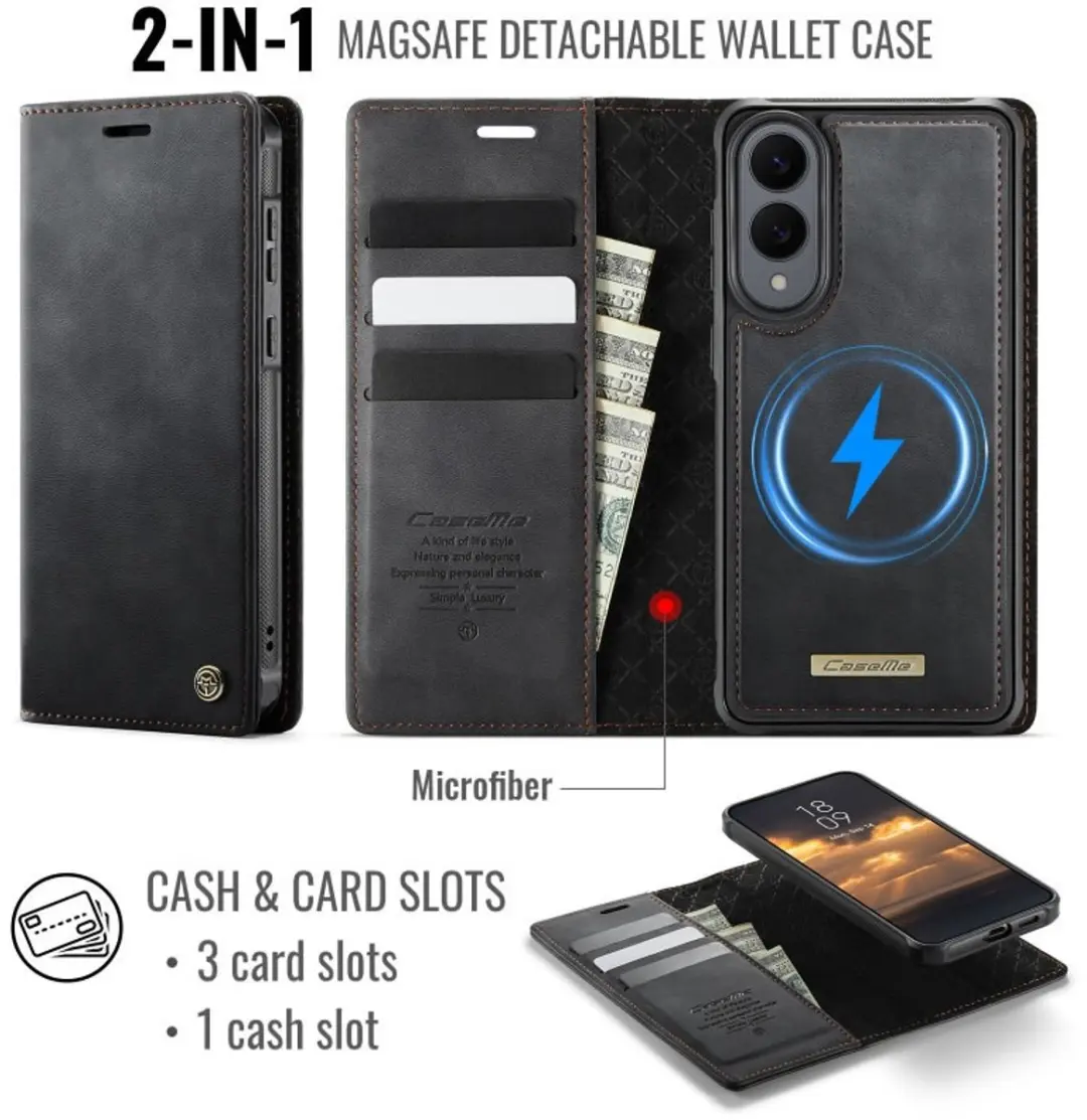 Caseme Luxe 2-in-1 Portemonneehoes Backcover Galaxy S25 Edge - Zwart - afbeelding 6 van 6