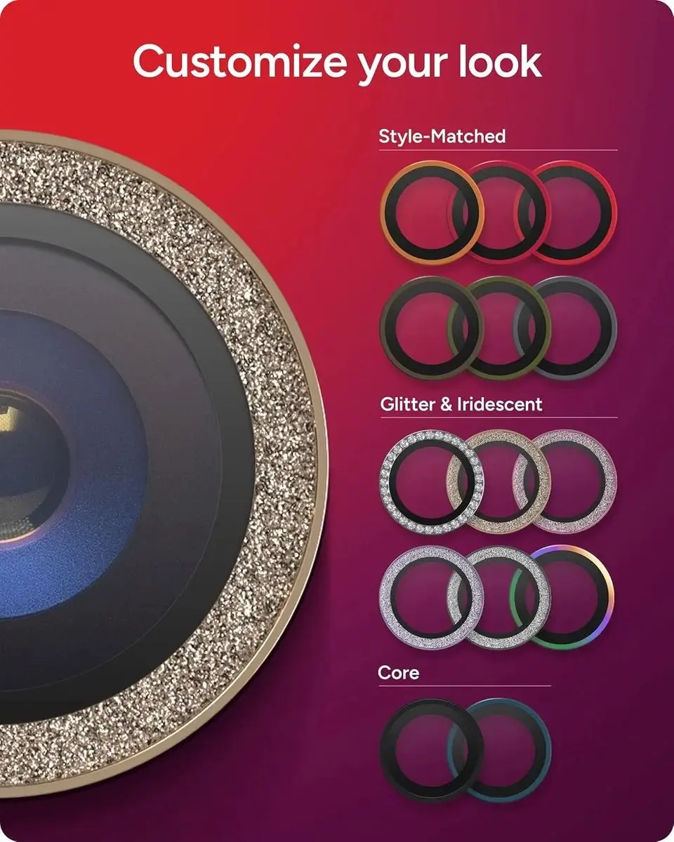 ZAGG Glass Elite Camera Rings iPhone Air - Goud Glitter - afbeelding 6 van 6
