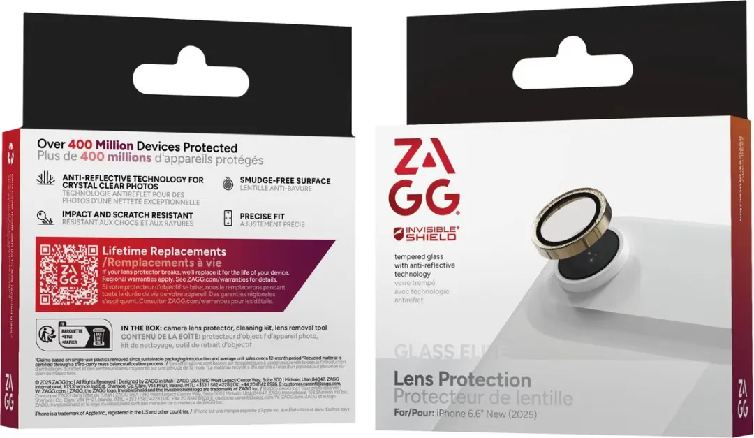 ZAGG Glass Elite Camera Rings iPhone Air - Goud Glitter