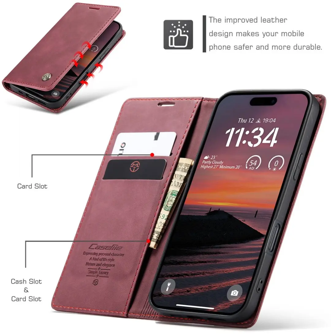 CaseMe 013 Book Case iPhone 17 Pro Max Hoesje - Bordeaux