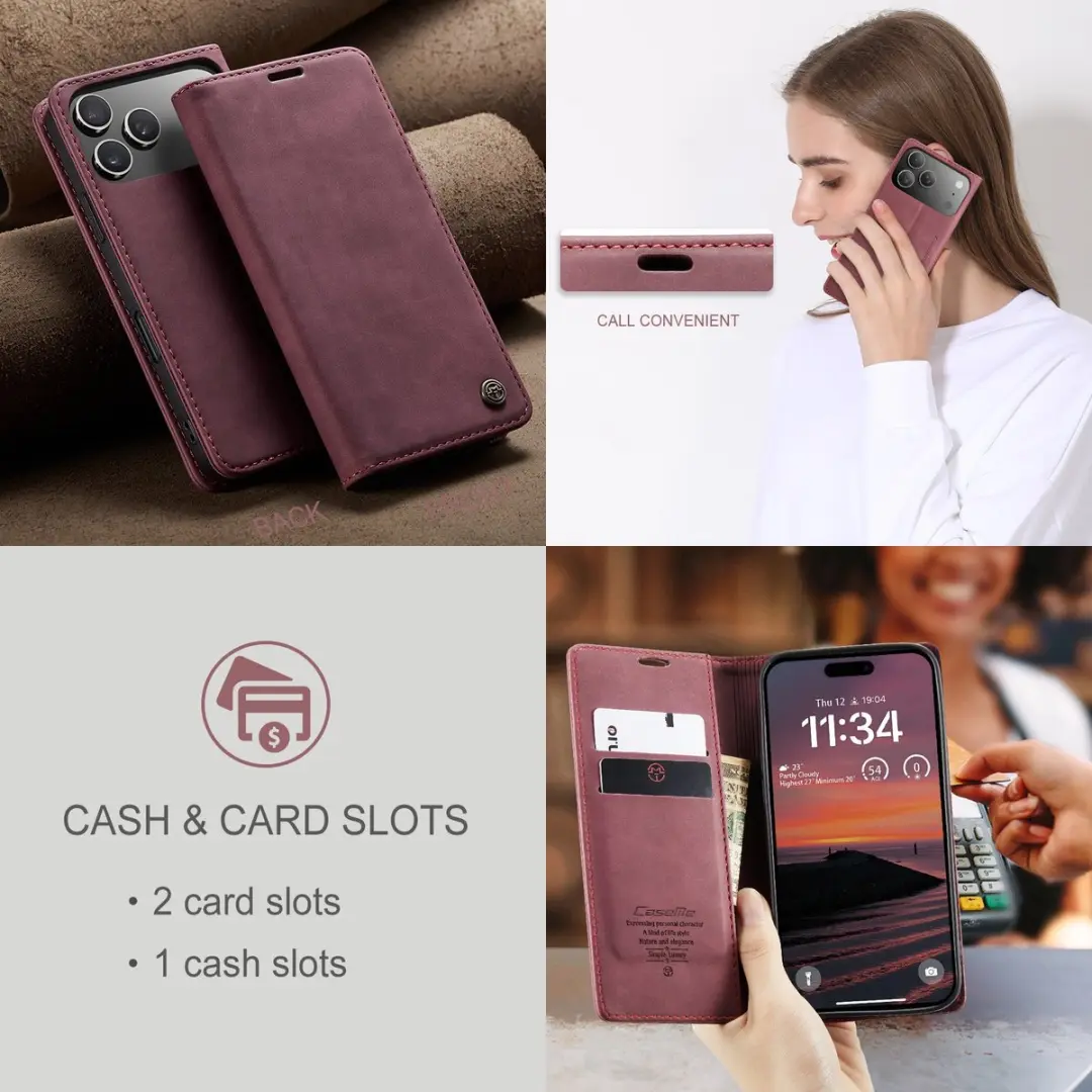 CaseMe 013 Book Case iPhone 17 Pro Max Hoesje - Bordeaux - afbeelding 6 van 6