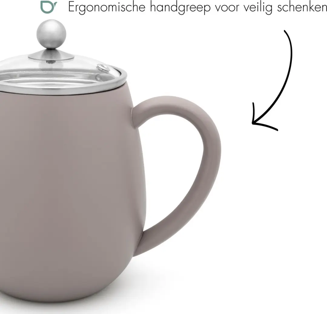 Bredemeijer Eva Dubbelwandige Theepot 1,1L - Betongrijs