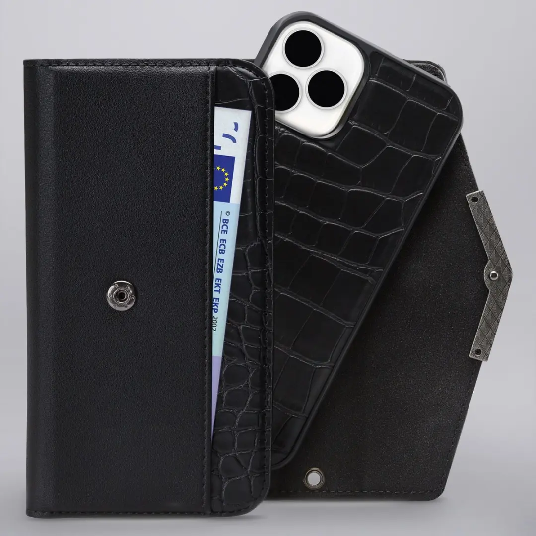 Mobilize iPhone 12 Mini Hoesje Croco Zwart - 5 Pasjes