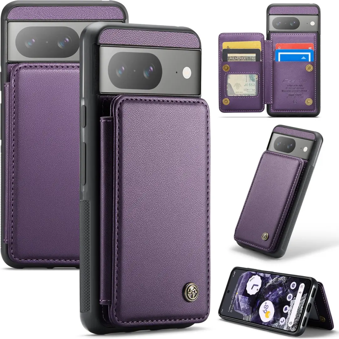 Caseme Portemonnee Backcover Pixel 8a - Anti-RFID - 4 Pasjes - Paars