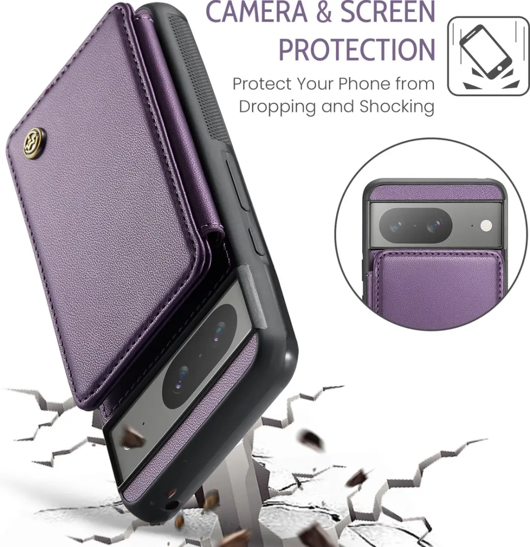 Caseme Portemonnee Backcover Pixel 8a - Anti-RFID - 4 Pasjes - Paars