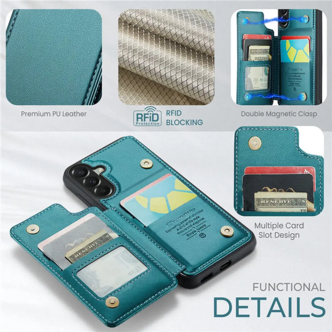 Caseme Portemonnee Backcover Galaxy A57 - Anti-RFID Groen