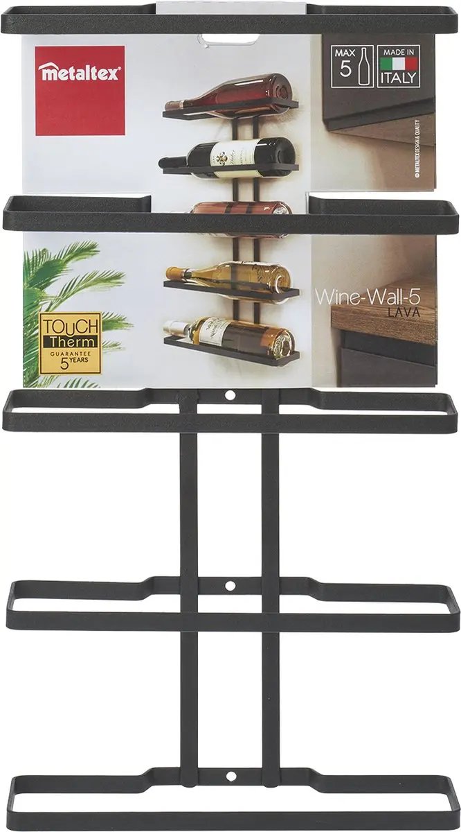 Metaltex Wine Wall Flessenhouder 5 Wijnflessen - Zwart