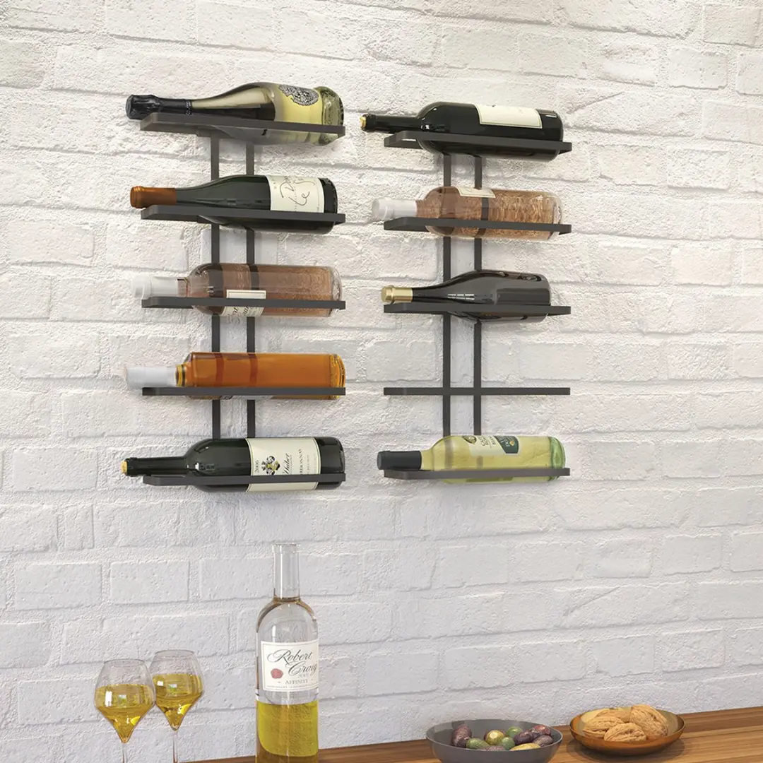 Metaltex Wine Wall Flessenhouder 5 Wijnflessen - Zwart