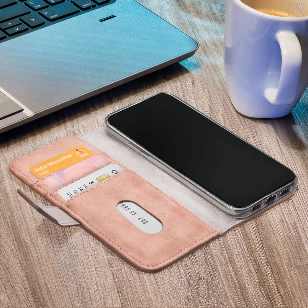 Mobilize iPhone 12 Elite Gelly Wallet Book Case Licht Roze - mpn-8718256935145