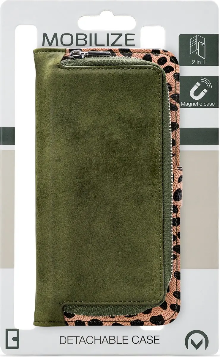 Mobilize 2-in-1 Wallet Zipper Case - iPhone 11 Pro - Olive Leopard - afbeelding 6 van 6