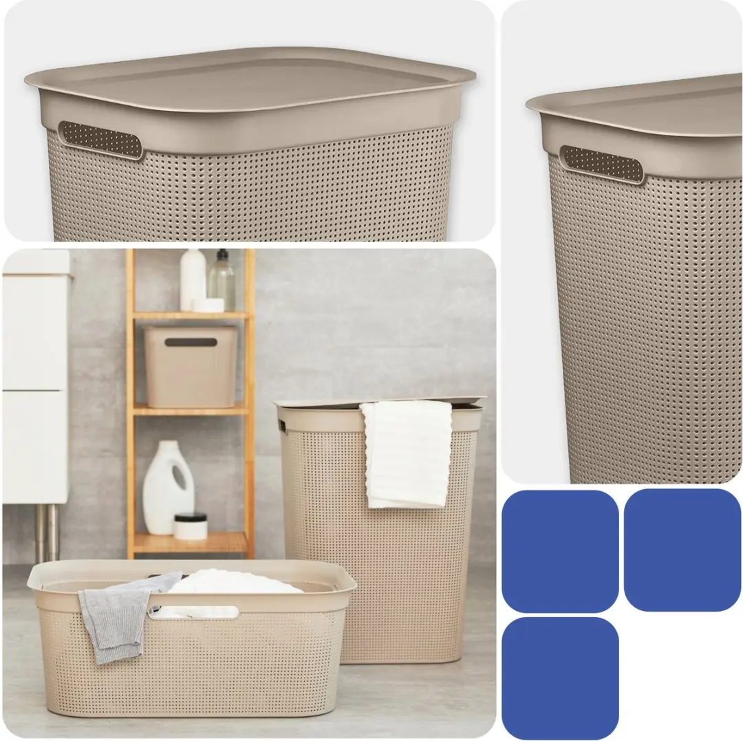 Rotho Brisen 50L Wasmand met deksel - Beige