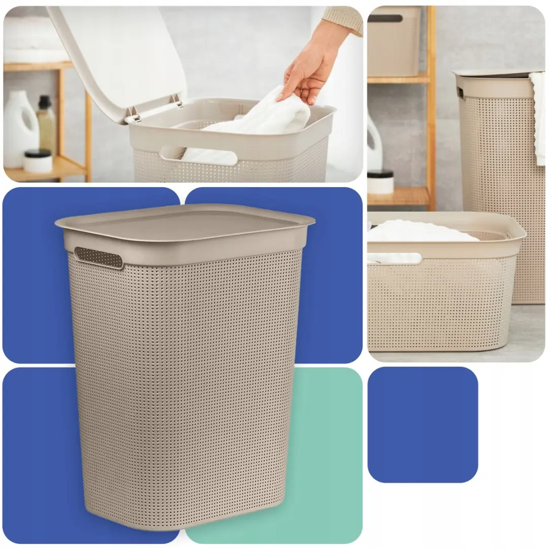 Rotho Brisen 50L Wasmand met deksel - Beige
