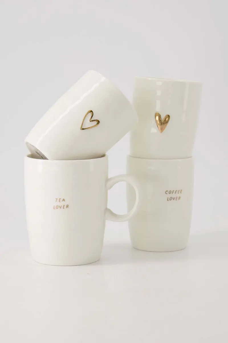 Zusss Koffiemok Hartje - Wit/Goud