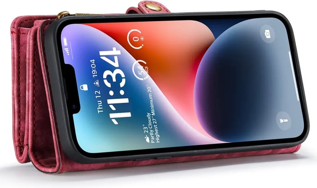 Caseme Vintage 2-in-1 Portemonnee Hoes Rood - iPhone 15 Plus