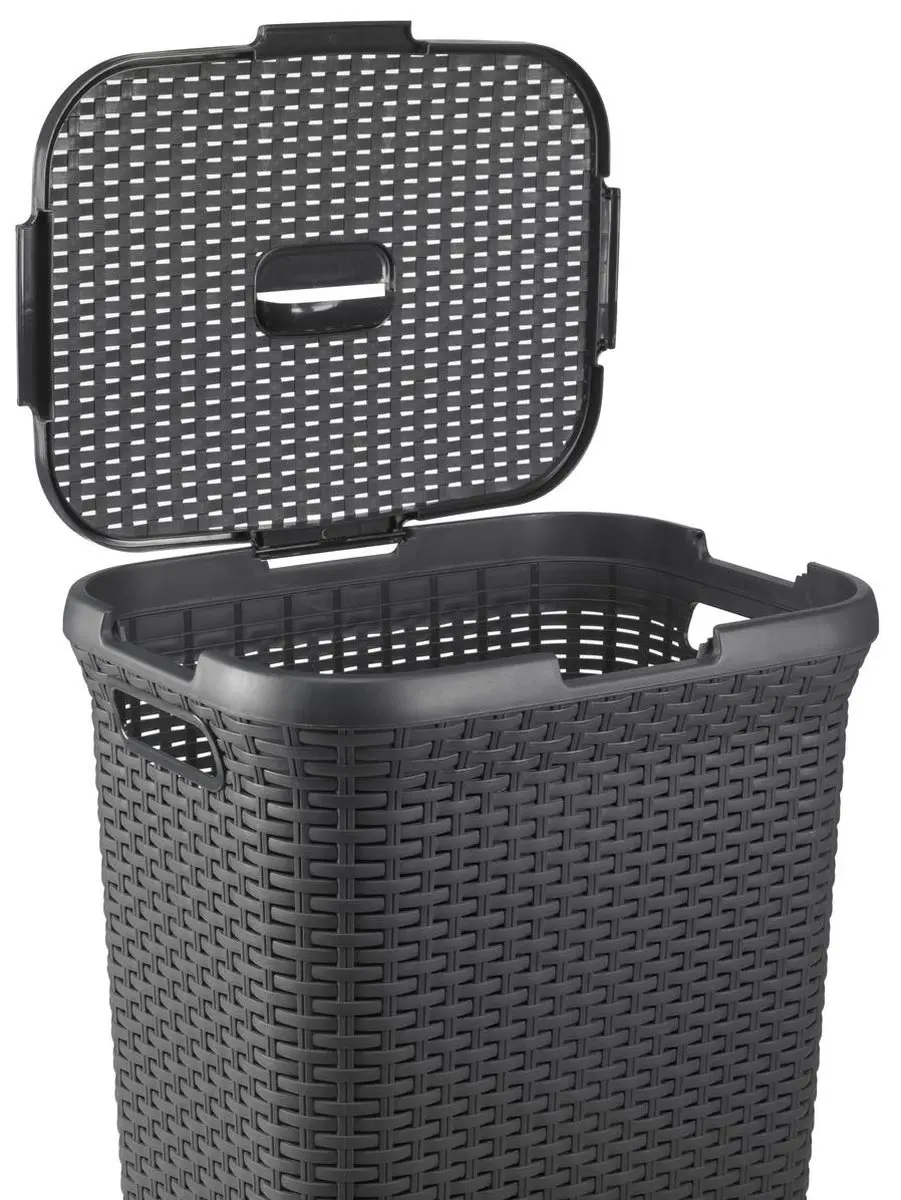 Curver Style Wasmand met Deksel 60L - 2 Stuks - Antraciet