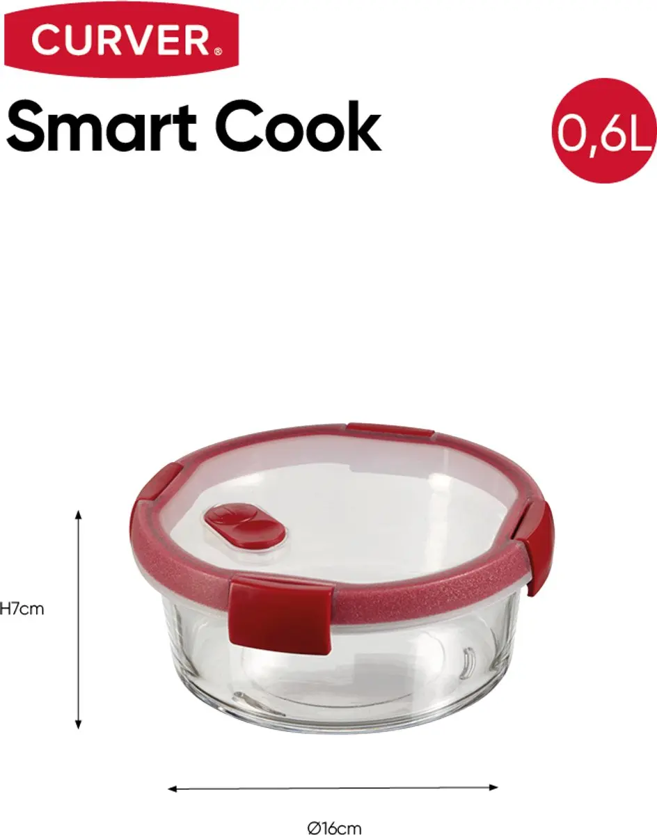 Curver Smart Cook Vershouddoos - 4x0,6L - Rood/Transparant