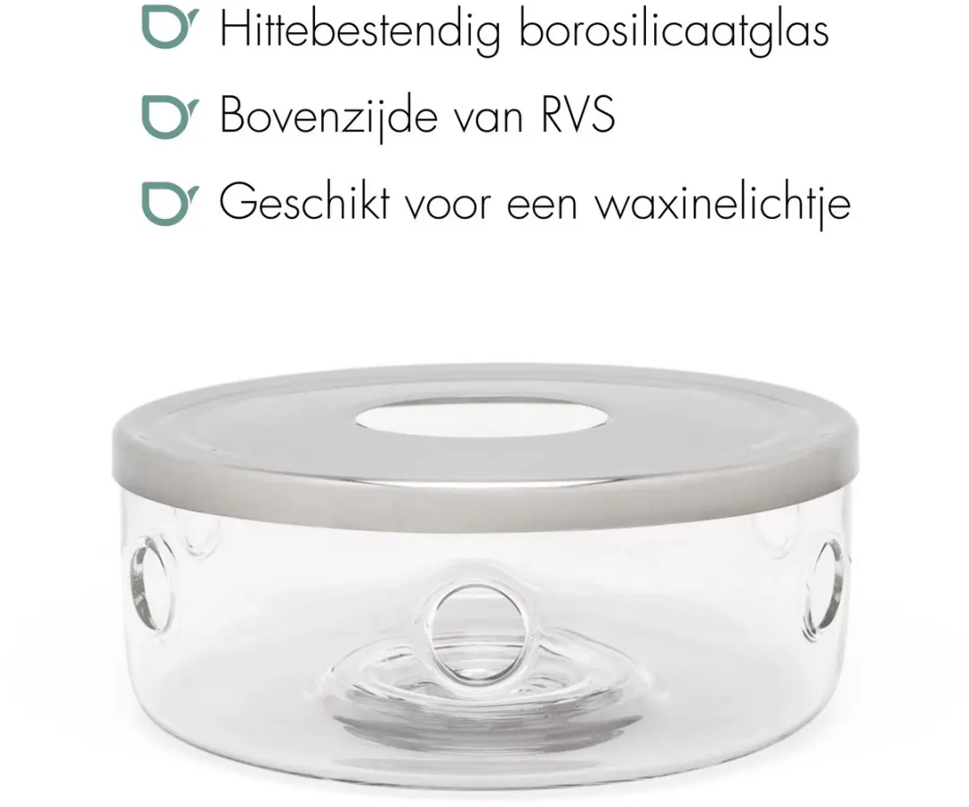 Bredemeijer Glazen Theelichthouder Minuet - Transparant/RVS