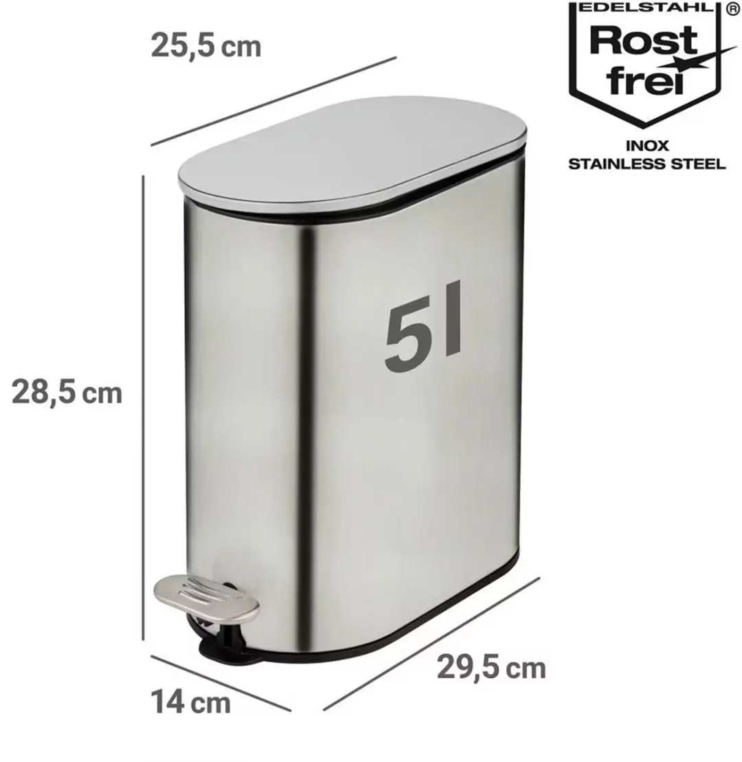 Wenko Collungo Afvalemmer 5L RVS - 24645100 - afbeelding 6 van 6
