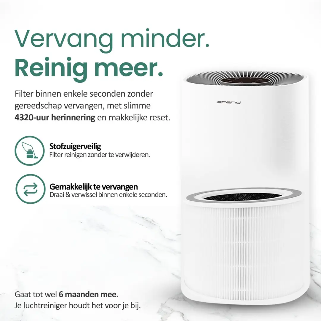 Emerio AP-132325 Luchtreiniger 45m² - HEPA 13 + Koolstof - Wit - afbeelding 6 van 6