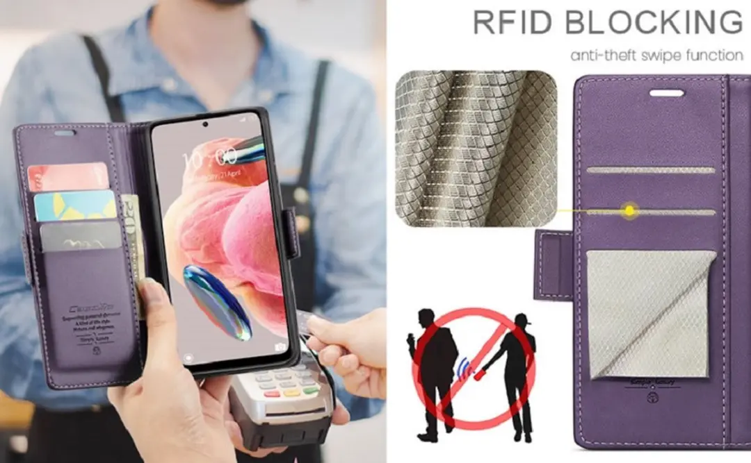 Caseme Wallet Case Xiaomi 13 - RFID & Magneetsluiting - Paars - afbeelding 6 van 6