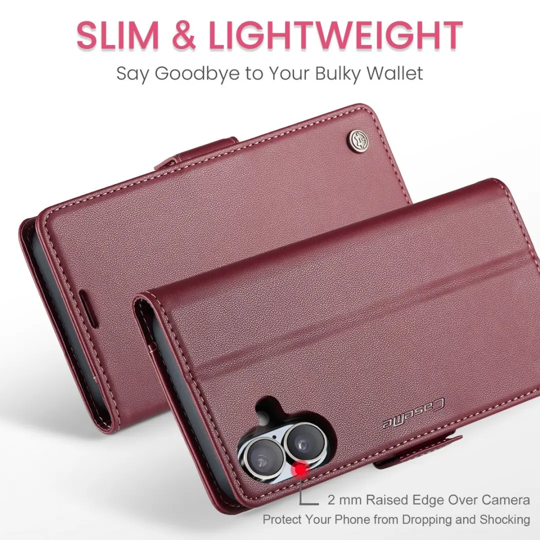 CaseMe 023 Wallet Book Hoesje iPhone 17 - Bordeaux