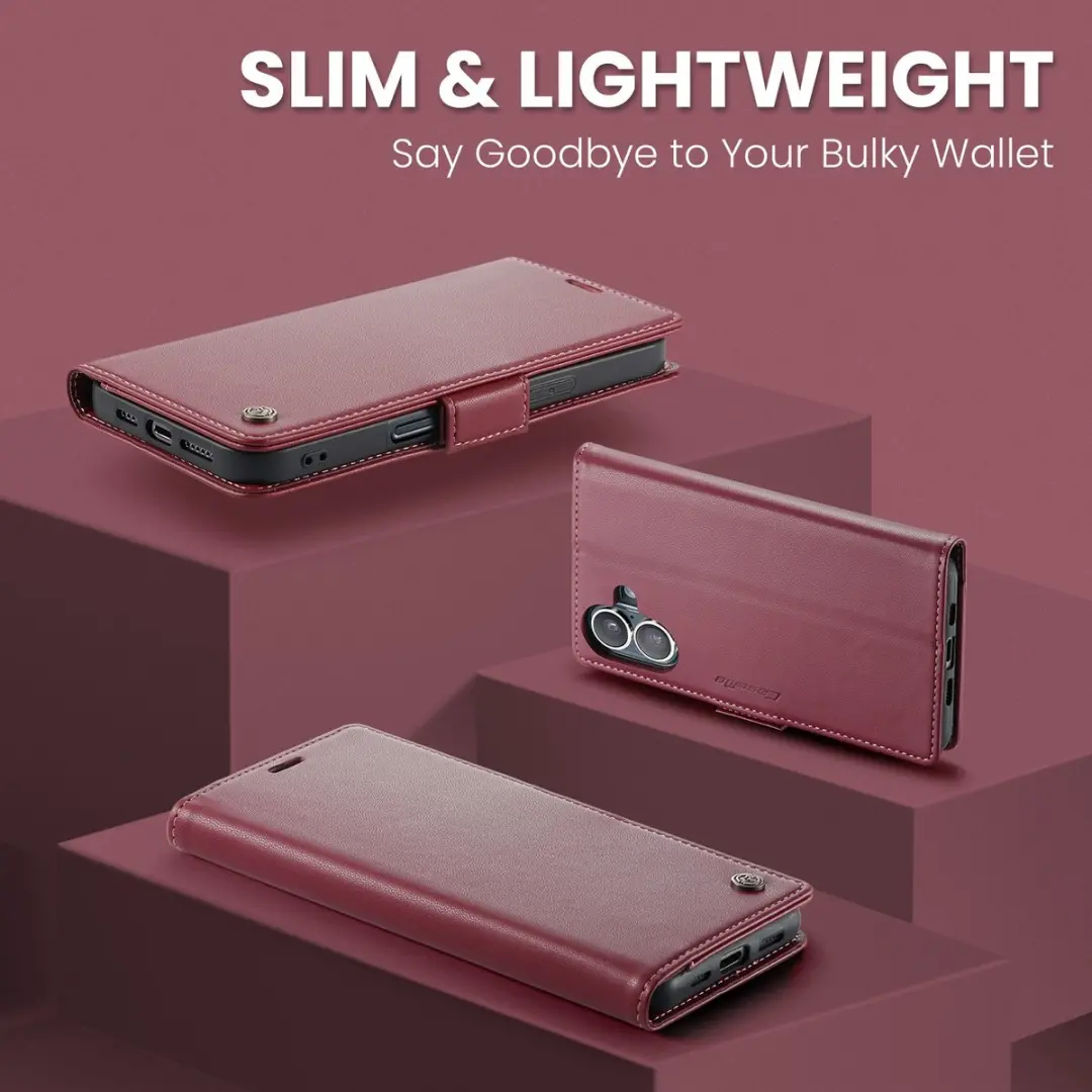 CaseMe 023 Wallet Book Hoesje iPhone 17 - Bordeaux - afbeelding 6 van 6
