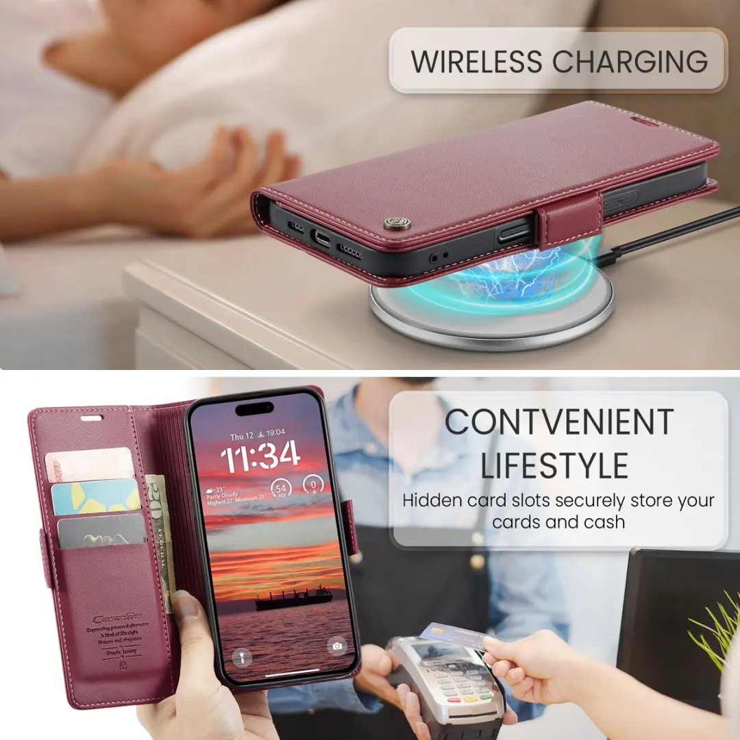 CaseMe 023 Wallet Book Hoesje iPhone 17 - Bordeaux