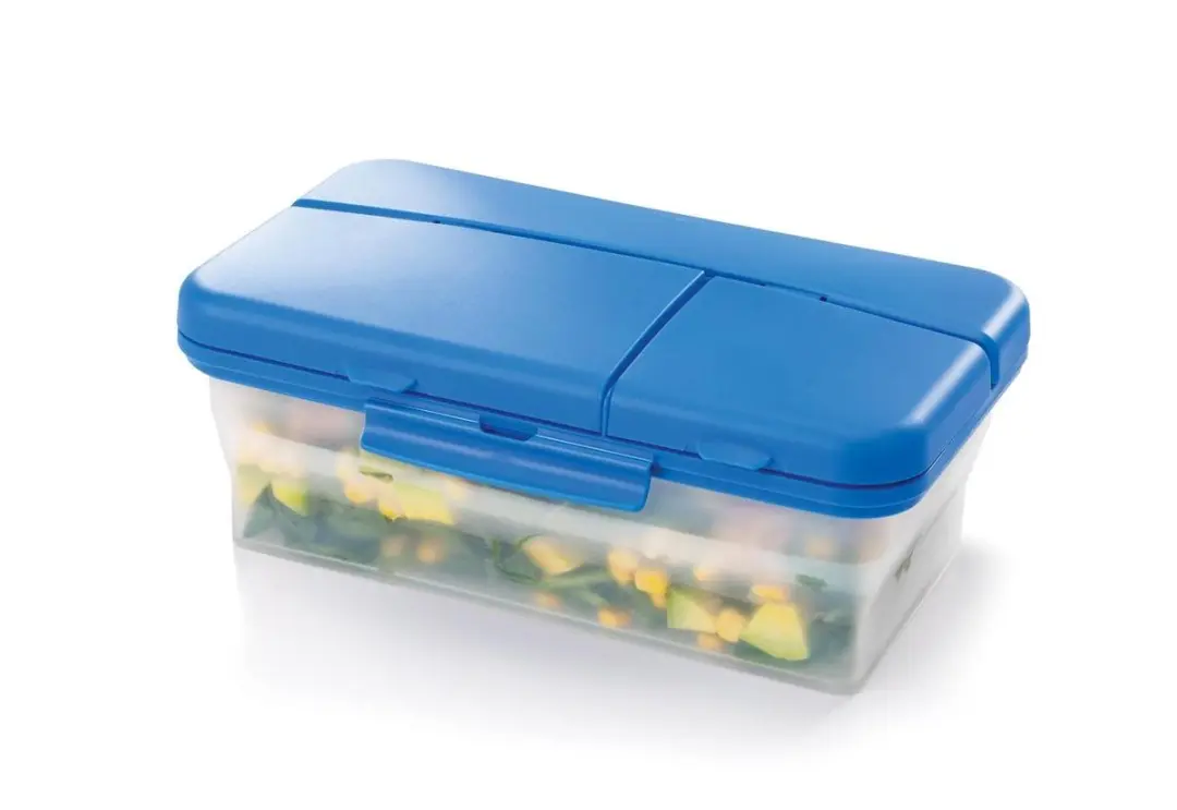 Metaltex Tomado Lunchbox - Opvouwbaar 0.5L - 3 Vakken - Blauw/Wit - afbeelding 6 van 6