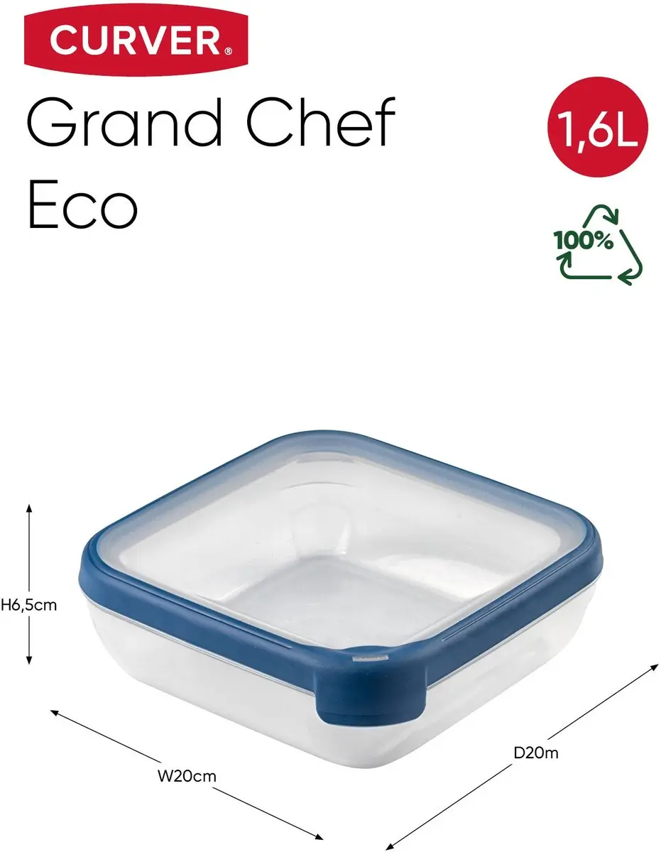 Curver Grand Chef Eco Vershouddoos 1,6L - Blauw/Transparant