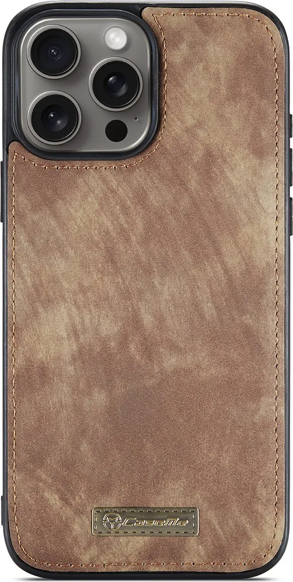 Caseme CSM-8551382 Bookcase Hoesje iPhone 16 Pro - Bruin - Portemonnee 10 Vakjes