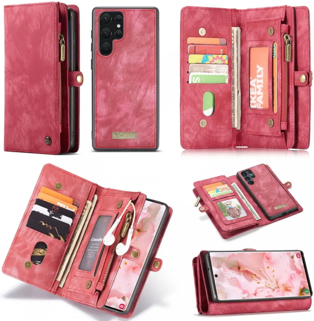 Caseme 008 Book Case Samsung Galaxy S22 Ultra - 10 Pasjes - Rood