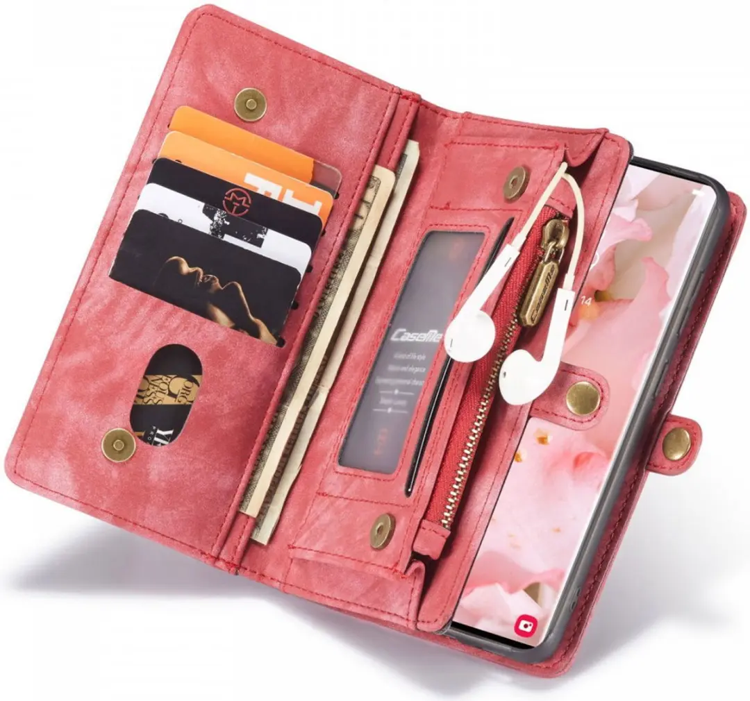 Caseme 008 Book Case Samsung Galaxy S22 Ultra - 10 Pasjes - Rood