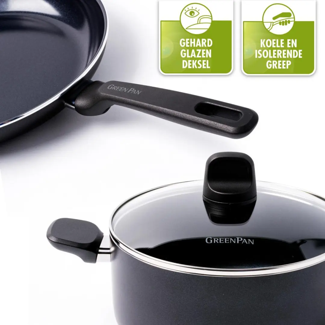 GreenPan Memphis Koekenpannenset 3-delig 20/24/28cm - Zwart