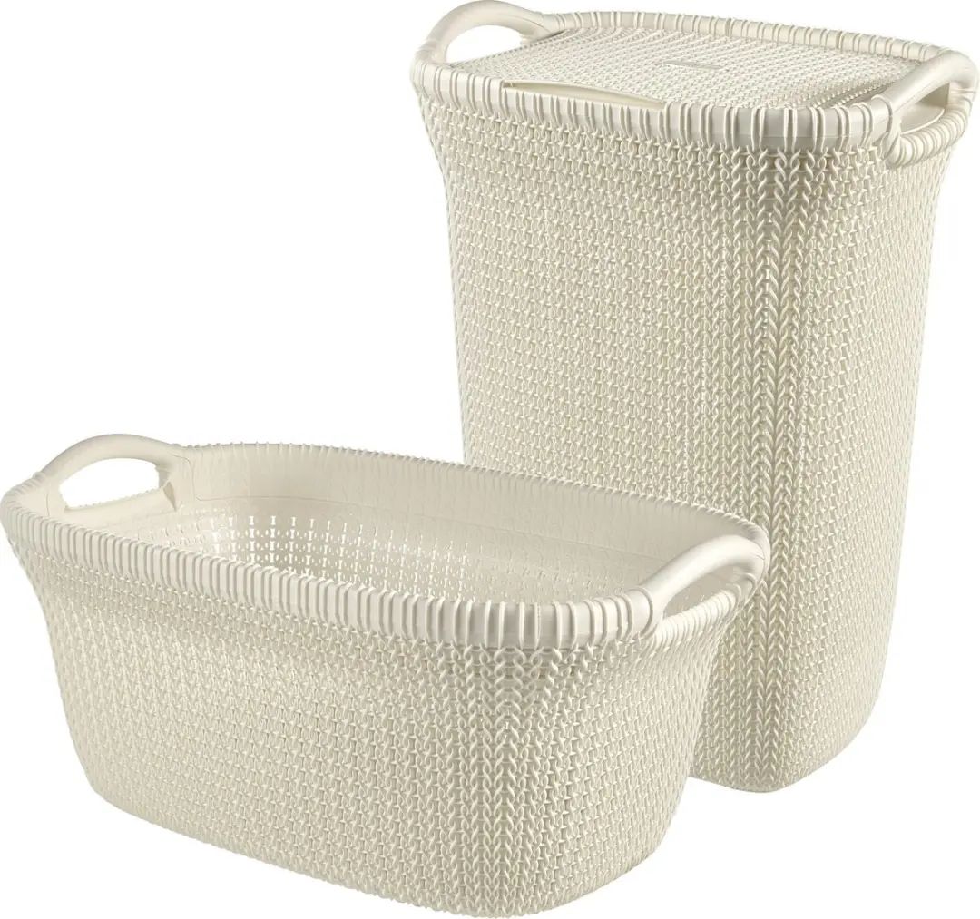 Curver Knit Wasmand met deksel 57L + Wasmand 40L