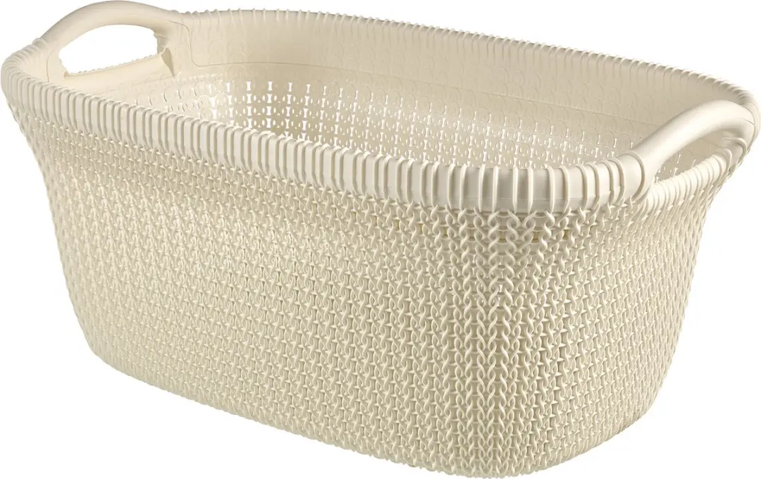 Curver Knit Wasmand met deksel 97L - 2 Stuks - Gebroken wit