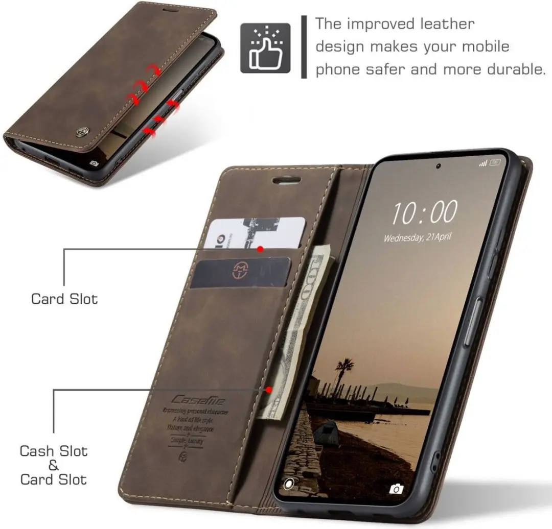 Caseme 013 Xiaomi Redmi Note 12 Hoesje - Coffee - 2 Pasjes