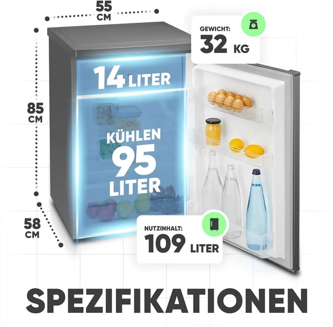 Bomann KS 7251 Koelkast 109L - Inox Look