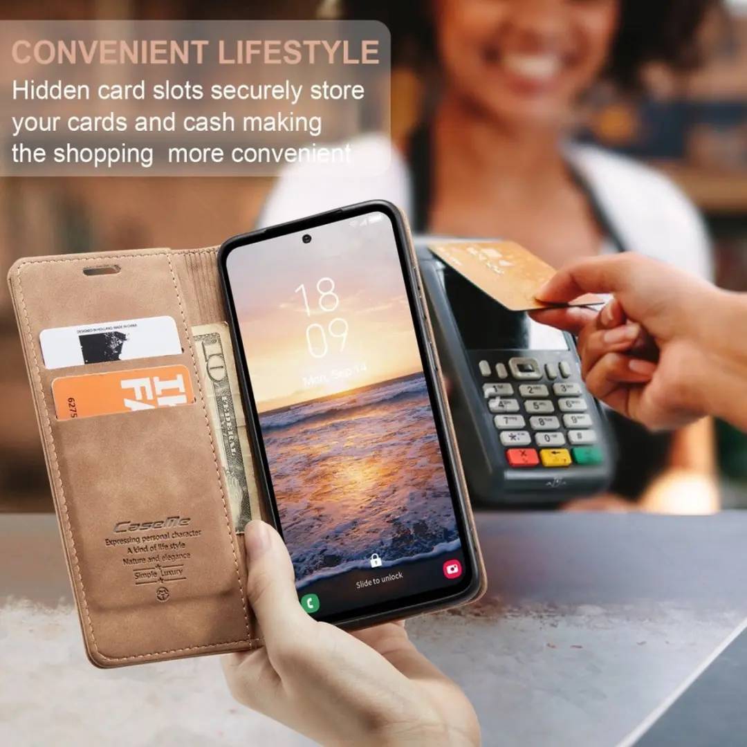 Caseme 013 Book Case Hoesje Samsung Galaxy A54 - Bruin