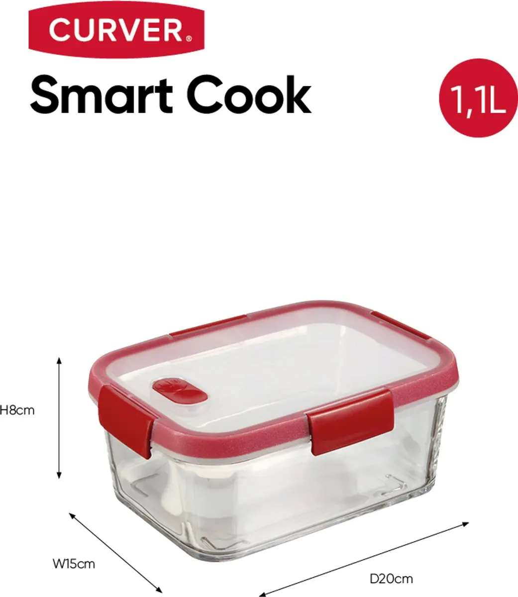 Curver Smart Cook Vershouddozen 4x1,1L - Rood/Transparant