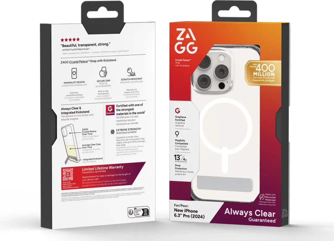 ZAGG Crystal Palace Snap Mag iPhone 16 Pro Hoesje - 702315048 - Transparant