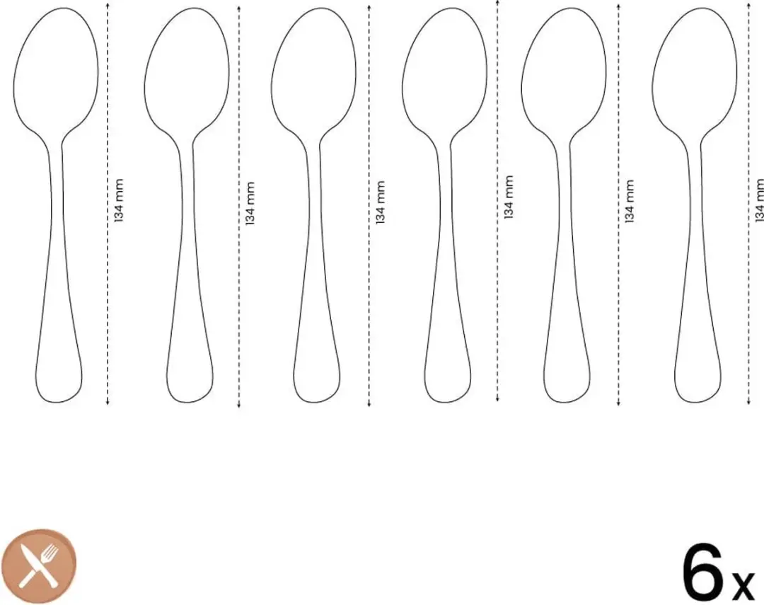 Amefa Baguette Koffielepels 6-delig - Zilver