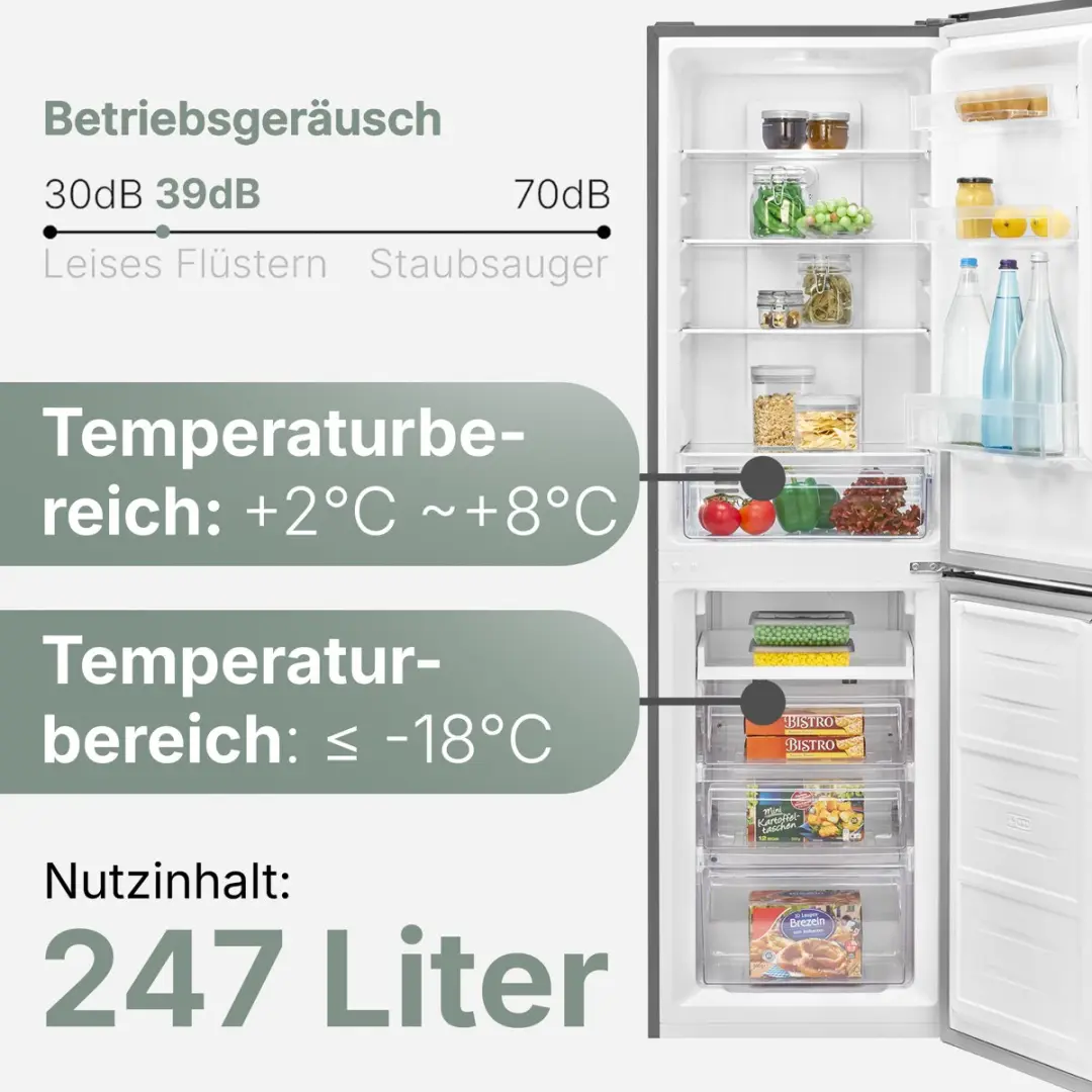 Bomann KG 7360 Koel-Vriescombinatie - 247L - No-Frost - Inox Look