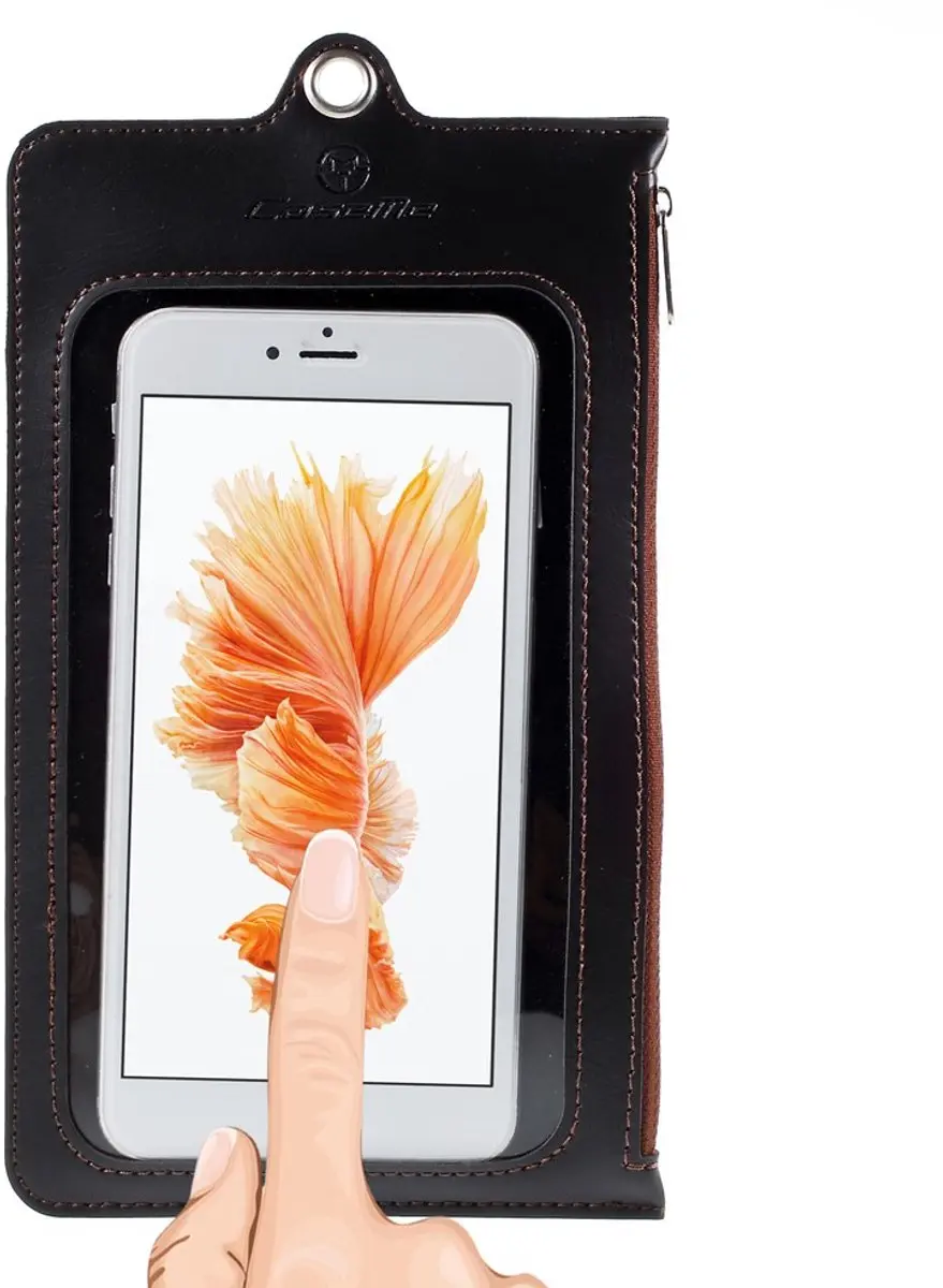 Caseme Lederen Touch Pouch Hoesje - Zwart