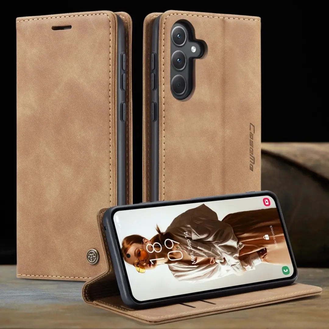 Caseme 013 Book Case Hoesje Samsung Galaxy A56 - Bruin