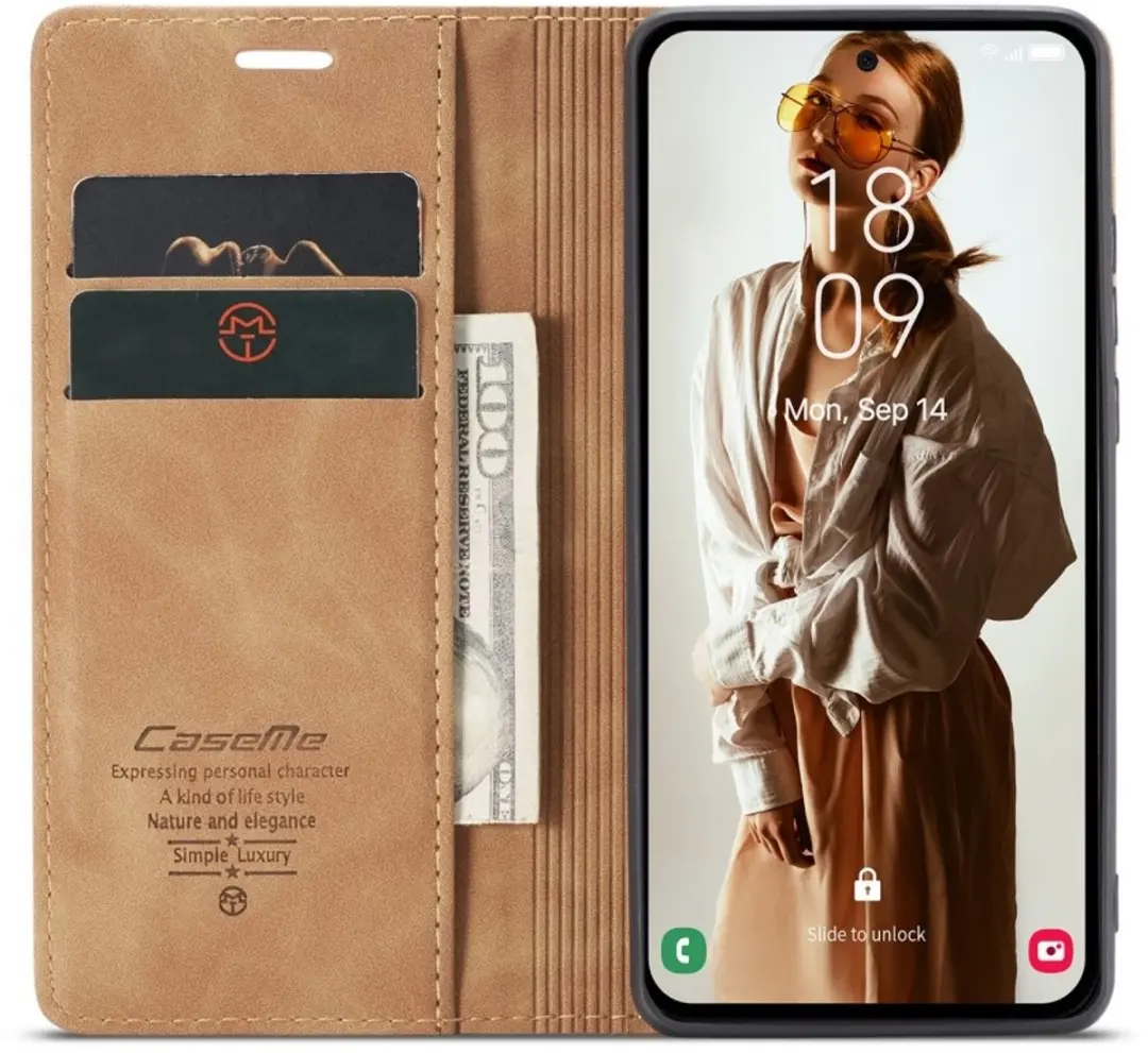 Caseme 013 Book Case Hoesje Samsung Galaxy A56 - Bruin